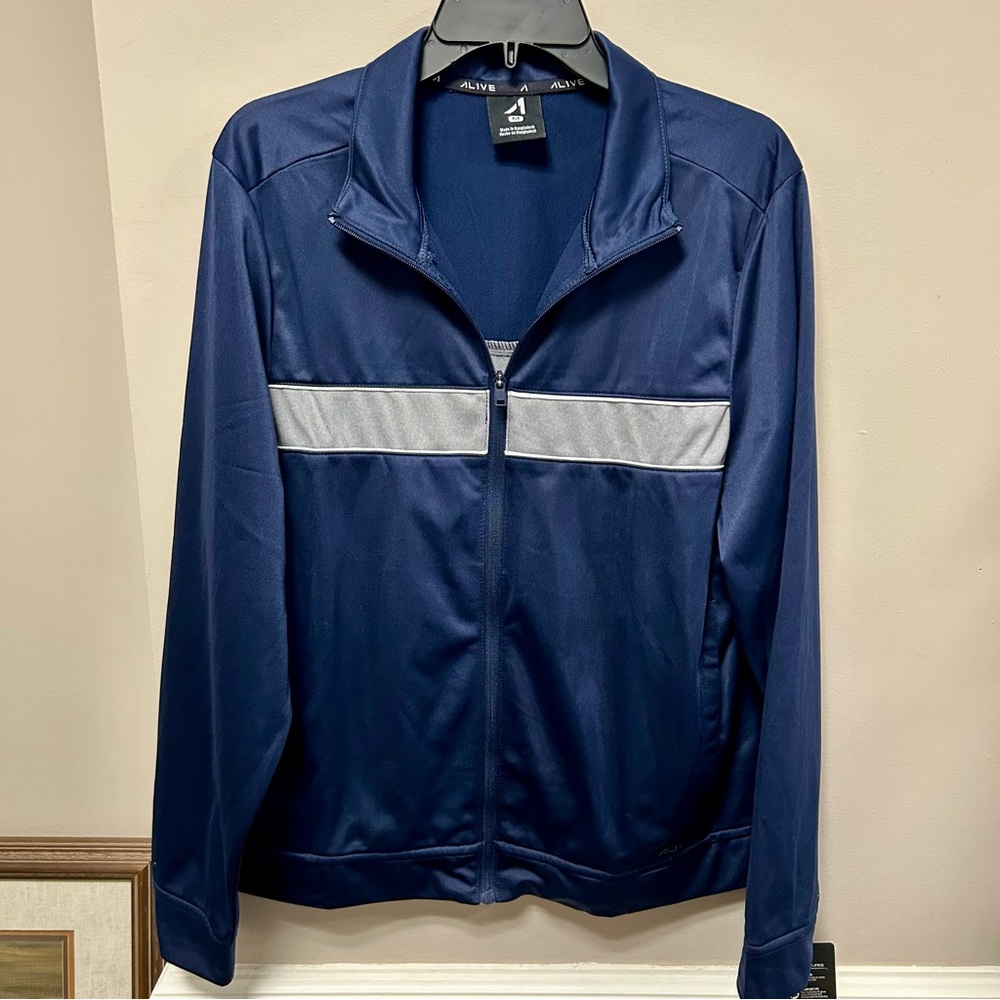 Alive Sz M Blue & Gray Y2K Track Jacket NWT